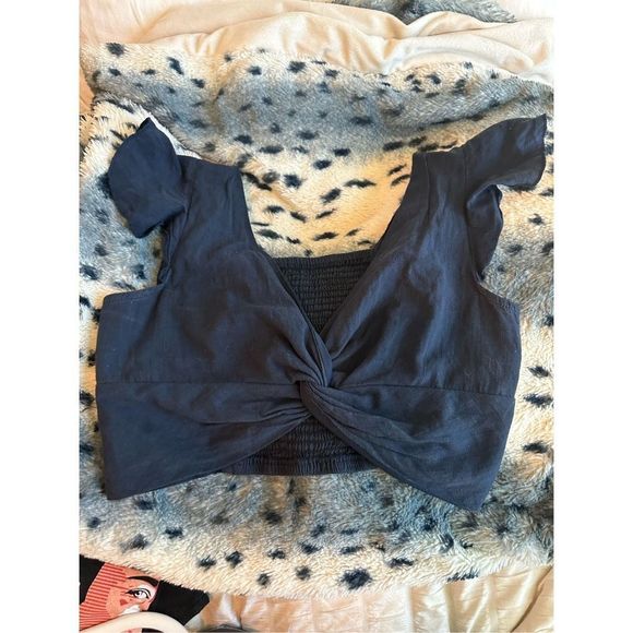SHEIN - Navy Linen Top - Size Large - Picture 1 of 6